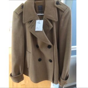 Tan Double Breasted Pea Coat NWT